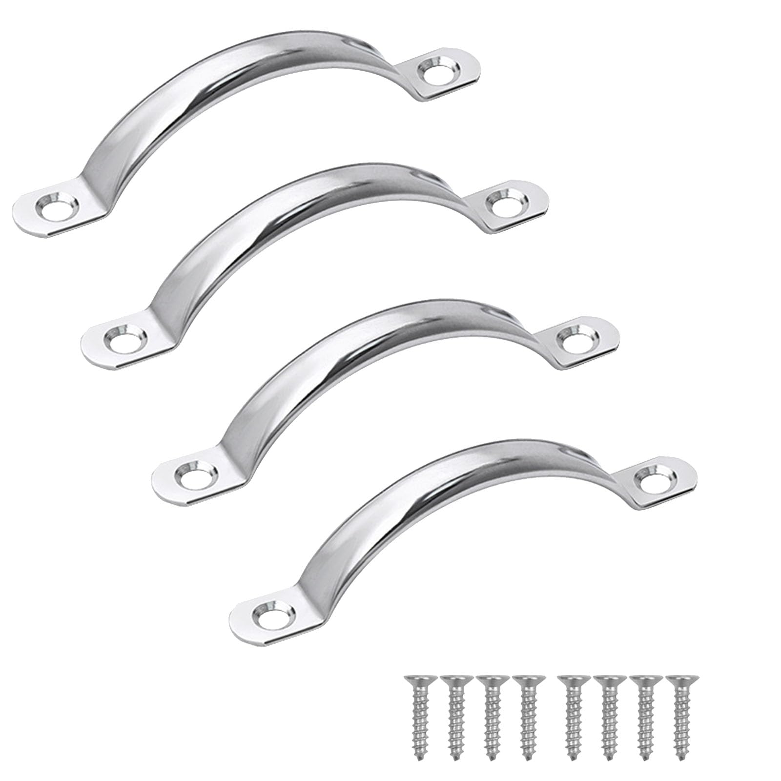ORTAVA Set of 4 Cabinet Door Handles, Stainless Steel Furniture Handles, Kitchen Handles, Drawer Handles with Screws