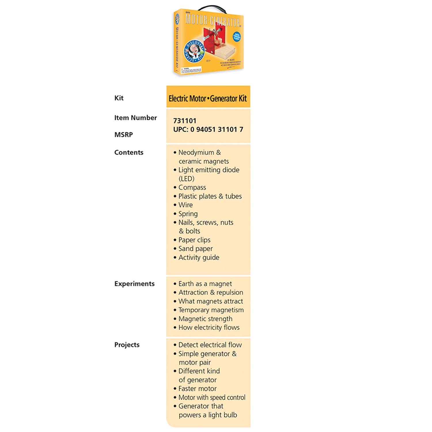 electric motor science kit