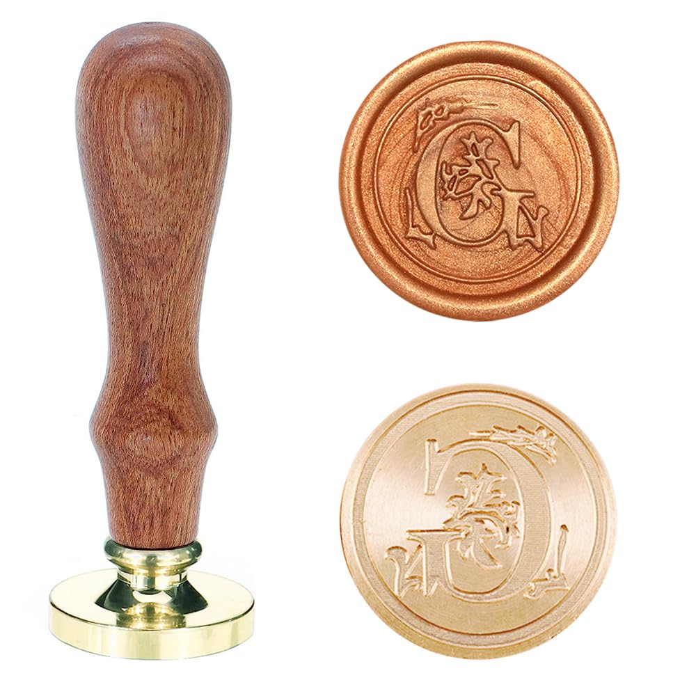 Poemluve Wax Seal Stamp Alphabe Letters G 25mm Initials Vintage Sealing Wax Stamps Brass Head with Removable Wood Handle for Scrapbooking, Wedding Invitation, Gift Wrap, Envelope (Letter G)