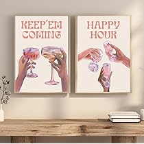 Amazon.com: MINI ZOZI Bar Cart Canvas Wall Art 12x16 2PCS
