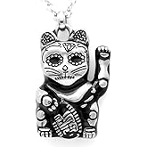 Controse Cat Necklace Day of the Dead Maneki-neko (28" Chain)