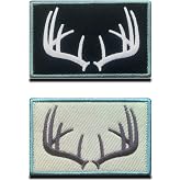 2 Pcs Tactical Wildlife Antlers Hunter Hook and Loop Fully Embroidered Moral Tags Emblem Funny Antlers Patches for Attach to Travel Bags Caps Backpack Uniform Vest Dog Harness