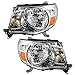 Brock Replacement Driver and Passenger Headlights Headlamps with Bright Chrome Bezels Compatible with 2005-2011 Tacoma 8115004163 8111004163