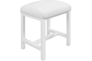 KAI-ROAD Small Vanity Stool, Cute Vanity Stools with Cushion, White Makeup Vanity Chair for Small Spaces, Living Room, Bedroom, Bathroom, Entryway, Ottoman Foot Rest for Couch Sillas Modern