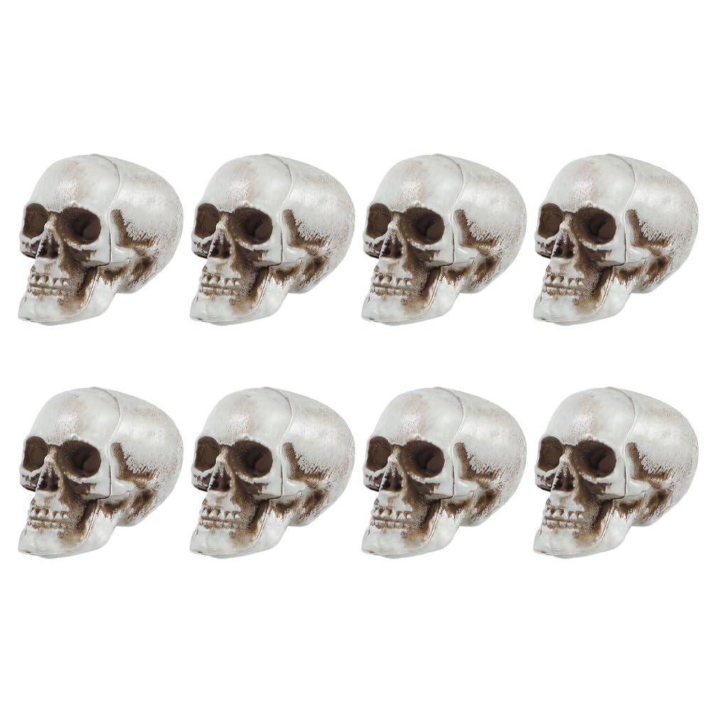 Abaodam Halloween Scary Props Small Skulls Tiny Skull Model Fake Skull Decor for Party 8Pcs