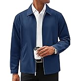 Runcati Mens Lightweight Jackets Full Zip Business Casual Windbreaker Fall Golf Coat Jacket with Pockets