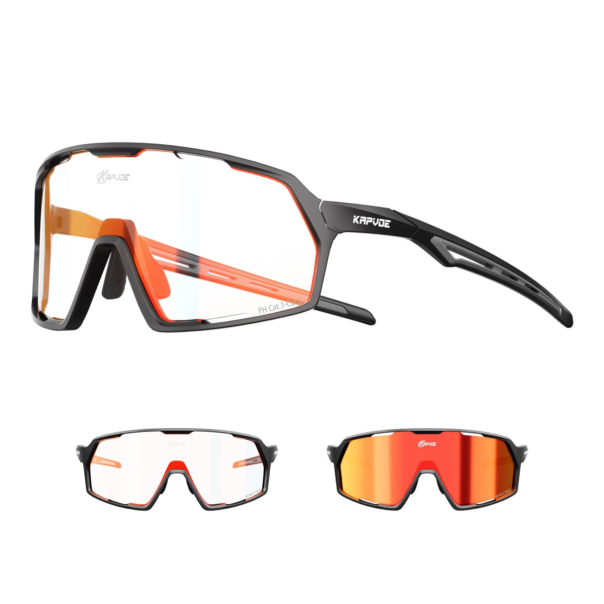 KAPVOE Photochromic Cycling Glasses Men Women Clear Mountain Bike Sunglasses MTB Bicycle Riding Sports Triathlon Running