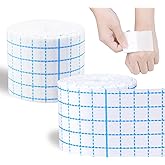 2 Rolls Non-Woven Cover Roll Stretch Tape 10.9 Yard Non-Woven Adhesive Bandages Breathable Bandage Tape(1.96 Inch)