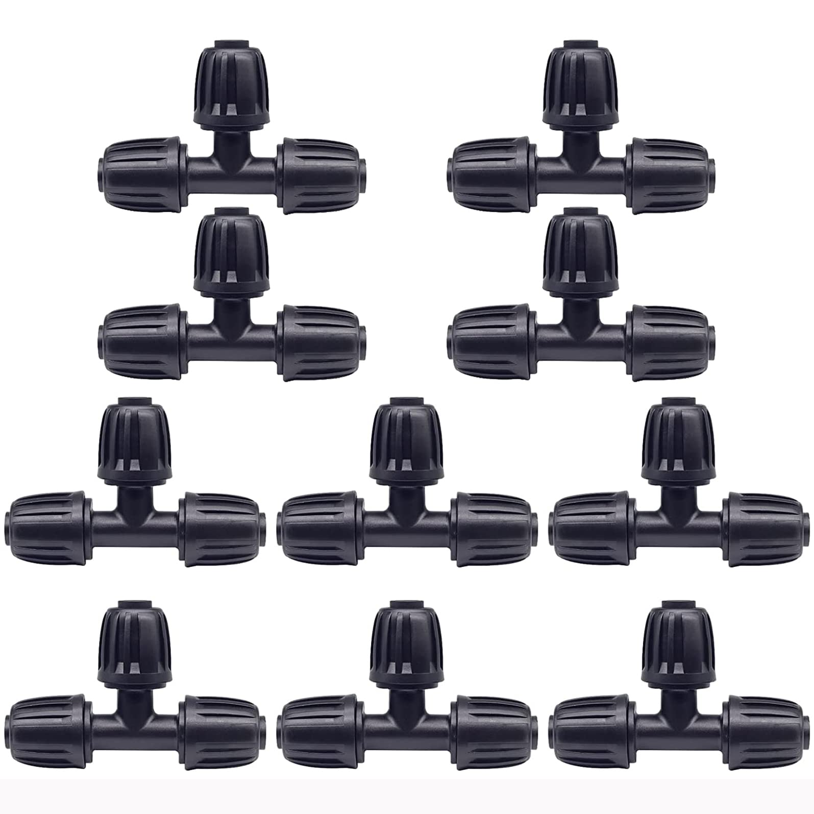 Hydrogarden 16mm Lock Barbed Tee Connectors 3-Way Adapter for Drip Irrigation Systems, Hose & Water Pipe Joints, Durable PE Material with Leak-Proof Design (10 Pack)