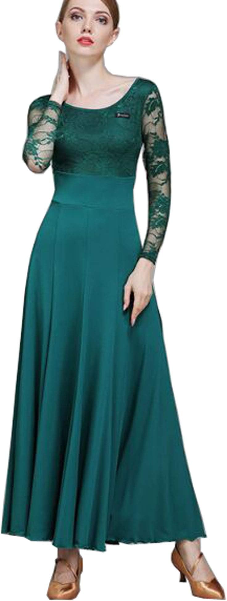 Modern dance dress Lace long sleeves National standard dance Social dance Waltz dress