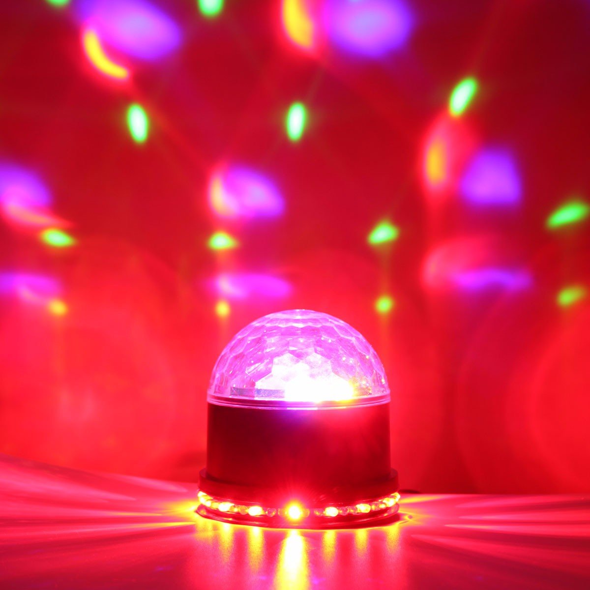 Disco Ball Light, GLISTENY DJ Disco Party Lights 7 Color Changing RGB Auto Sound Activated 5W Strobe Rotating Magic Ball Lights Stage Lights Effect for Wedding Show KTV Nightclub black L