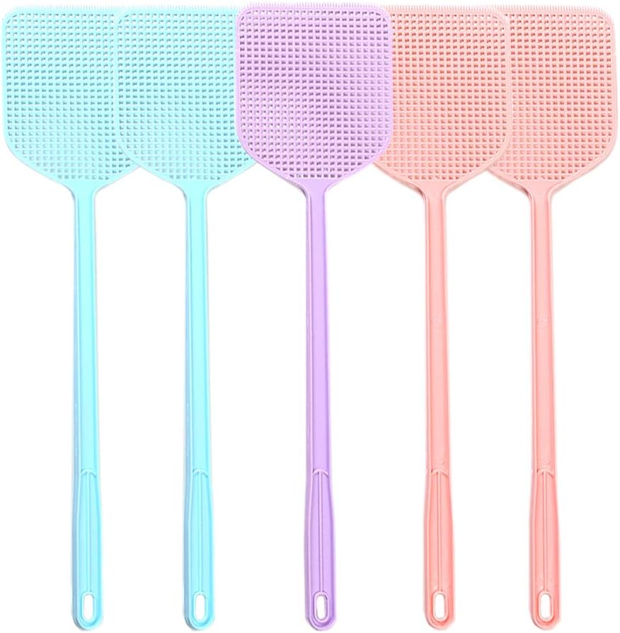 YoYa Pet HAO101 Fly Swatter Pest Control Manual Plastic Durable Long Handle 17.5" (Five)