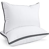 viewstar Pillows Queen Size Set of 2, Hotel Quality Cooling Down Alternative Gusseted Bed Pillows for Side, Back, or Stomach Sleepers, Dark Grey