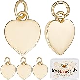 Beebeecraft 1 Box 20Pcs Heart Charms 18K Gold Plated Small Love Pendant Dangle Charms with 3mm Jump Rings for DIY Necklace Bracelet Earring Wedding Jewelry Making, 9.5x12x1.5mm