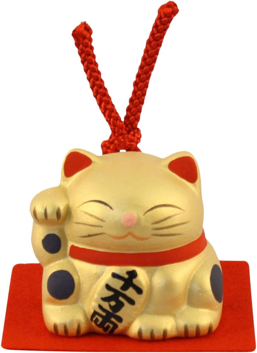 KIMURA OHSHIDO Maneki Neko Lucky Fortune Cat Earthenware (Gold)
