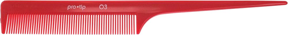 Denman Pro Tip Hairdressing Rat Tail Comb PTC03 202mm Red Delrin Lightweight