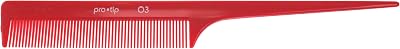 Denman Pro Tip Hairdressing Rat Tail Comb PTC03 202mm Red Delrin Lightweight
