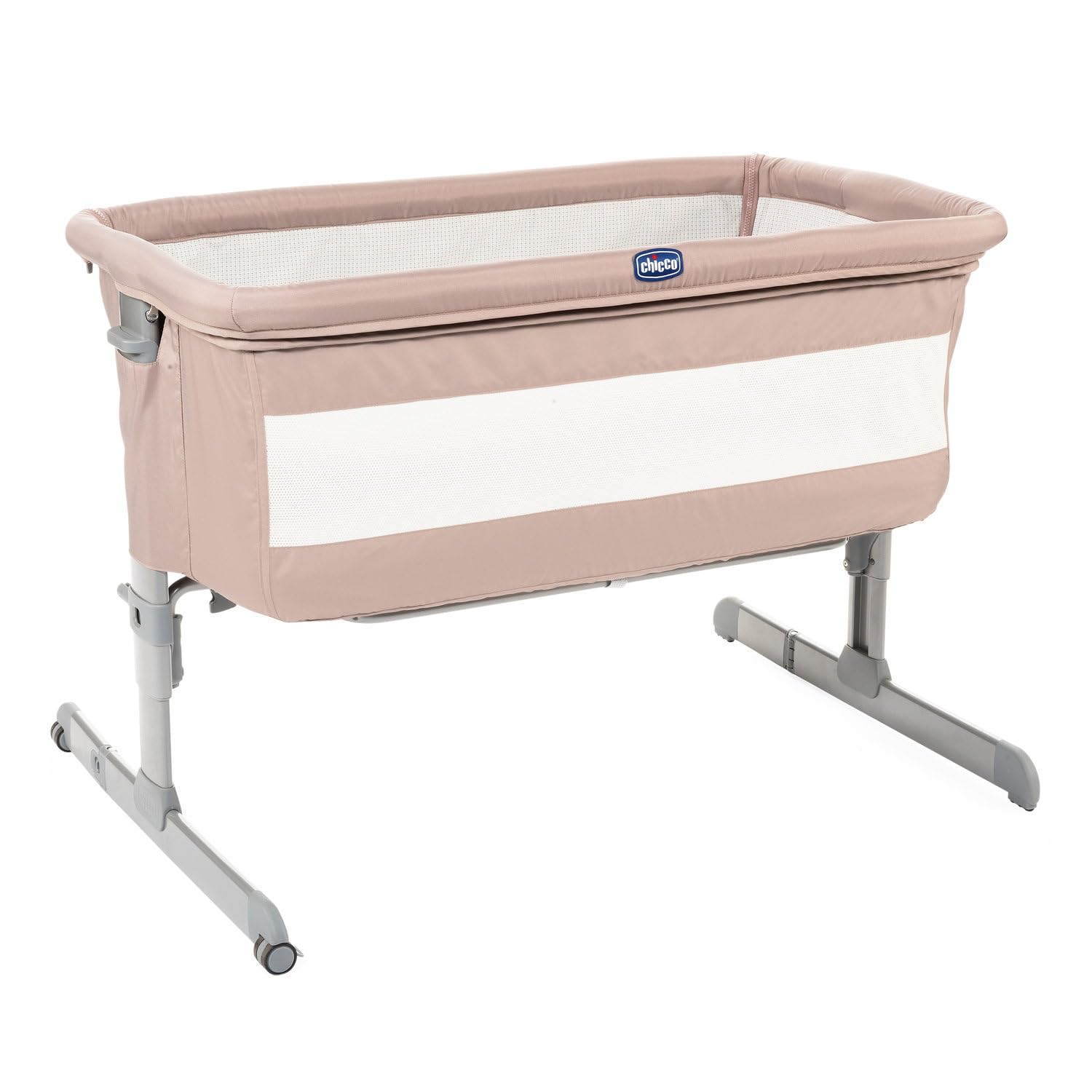 Chicco Next2Me Baby Co-Sleeping Cot with Mattress, Side Opening, Height Adjustable, Mesh Panels, Wheels and Travel Bag 0-6 Months