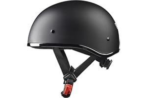 AHR Half Face Motorcycle Helmet DOT Approved Half Helmet for Motorbike Cruiser Chopper, Run-C & Run-D, Matt Black or Patriotic Flag