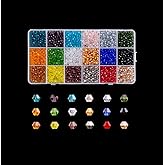 LAIDANLA 1800pcs 4mm Electroplate AB Colors Bicone Crystal Glass Beads, 18 Colors Small Faceted Beads Bulk for Jewelry Making Bracelets Necklace Keychains Earrings with Container Box