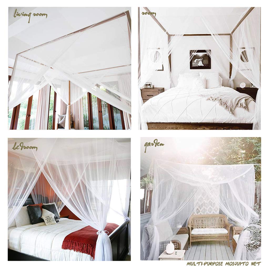 Tinyuet Bed Canopy, 190×210×240cm Universal Square Mosquito Net, Hanging Bed Curtain for Most Size Bed - White: Baby