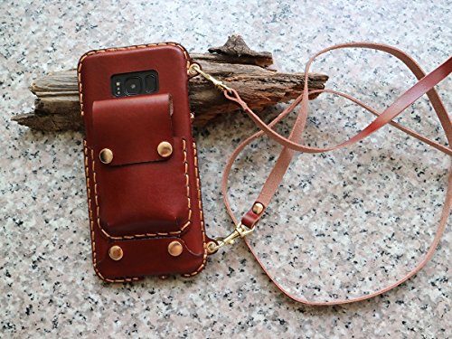 Samsung S8 Plus Leather Phone Case with Pocket and long Strap Crossbody Phone Case Wallet Phone 7 plus wallet case leather with card holder custom initials for men women 01LS