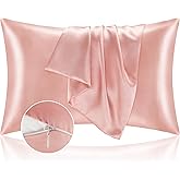 BEDELITE Satin Pillowcase with Zipper, Coral King Size Pillow Cases Set of 2, Super Soft and Cooling Similar to Silk Pillow Cases, Gift for Women Men(20x36 Inches)