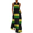 TAIZIYEAH Long Dress Jamaica Flag Women's Summer Casual Loose Dress Long Dress Short Sleeve for Girls Fashion Skirts 2XL