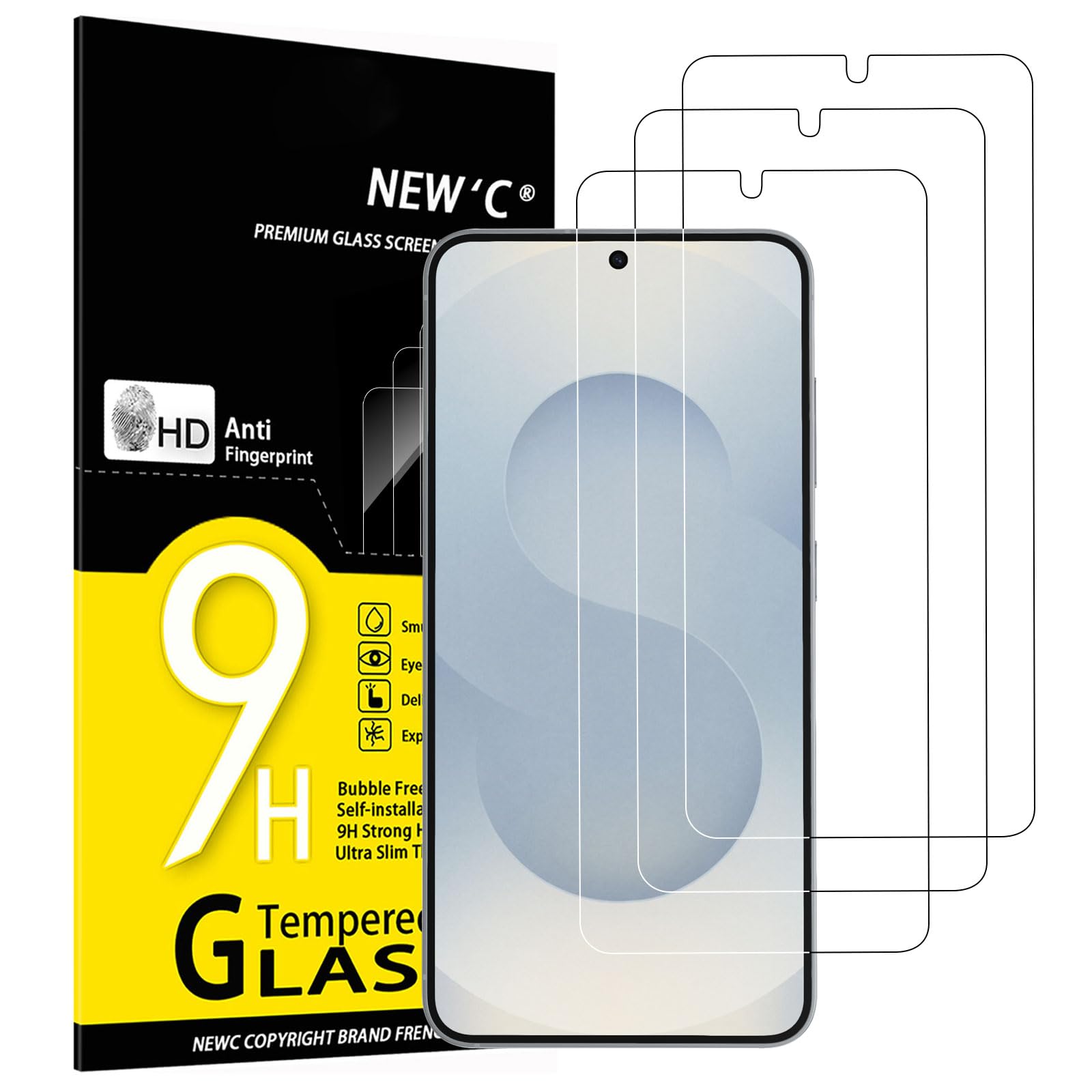 Photo 1 of NEW'C 3 Pack Designed for Samsung Galaxy S25 Screen Protector Tempered Glass, Bubble Free, Ultra Resistant