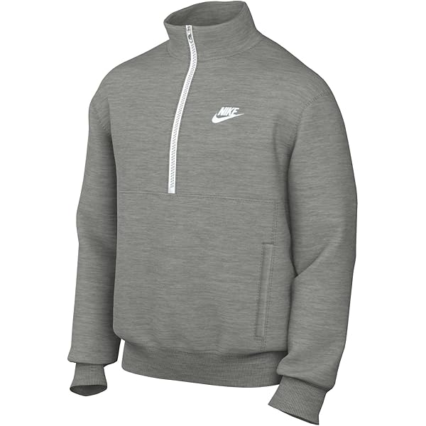 nike club fleece half zip sweat in stone