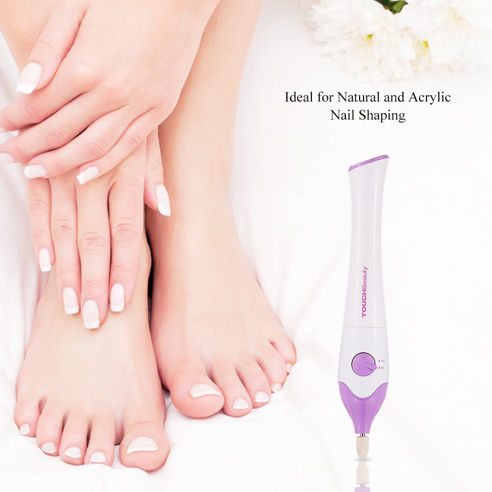 TOUCHBeauty Nail File Manicure/Pedicure Set with UV Light Dryer,Professional Acrylic Nail Tools Nail Drill Buffer Shine Fingernails Toenails Machine with 5 Attachment (Purple) TB-1335