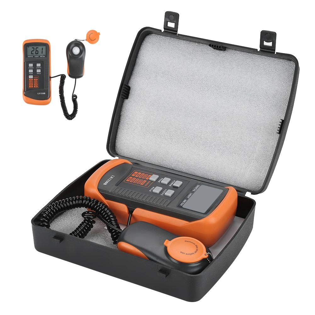 Light Meter, LX1330B Digital Luxmeter LCD Display Light Meter 0-200,000 Lux Testing Illuminometer for Light Test of Public Stores, Library, Museum, Lamp Factory, Photo Shooting