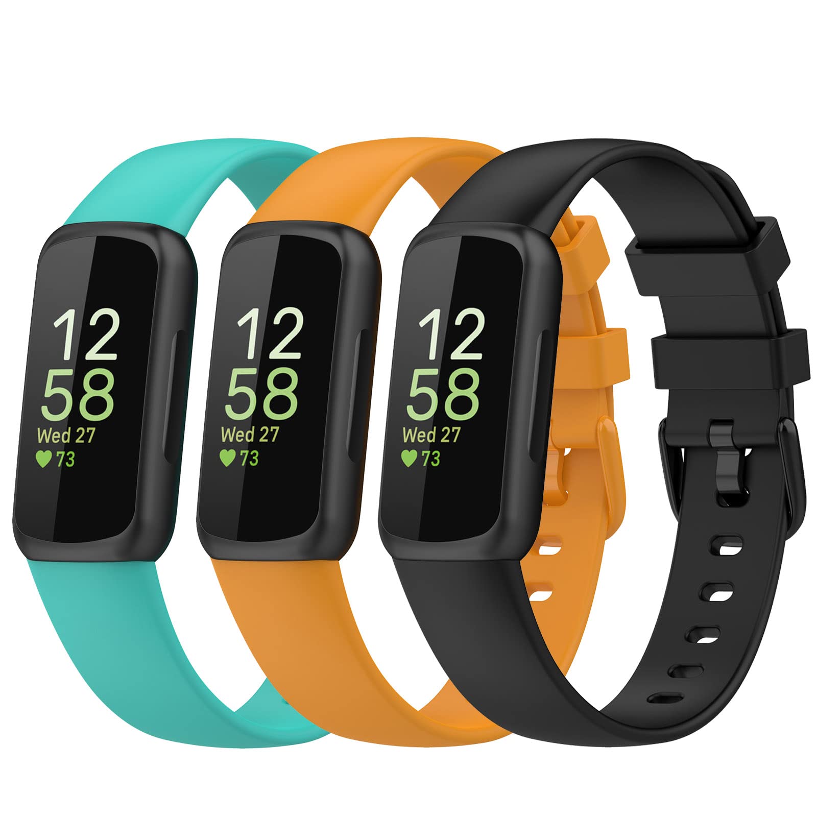 Chofit 3-Pack Straps Compatible with Fitbit Inspire 3 Strap, Replacement Soft Silicone Sport Bands Wristband Bracelet for Inspire 3 Activity Tracker (Small, Black/Yellow/Teal)