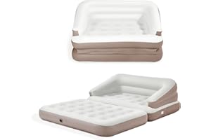 TXZ outdoor Full Size Air Mattress for Inflatable Portable Blow Up Mattress Sofa Bed with Flocked top-Double Air Couch for Tent Camping(Dark Brown)