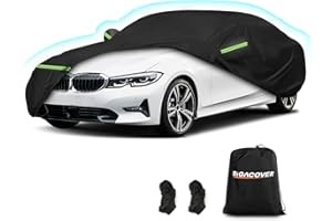 BIGACOVER Car Cover for BMW M3 320i 328i 328d 330i 330e 335i 340i 2007-2023, Waterproof 210D Oxford Cloth and Cotton Cover Outdoor Full Car Covers with Zipper Windproof Heavy Duty All Weather