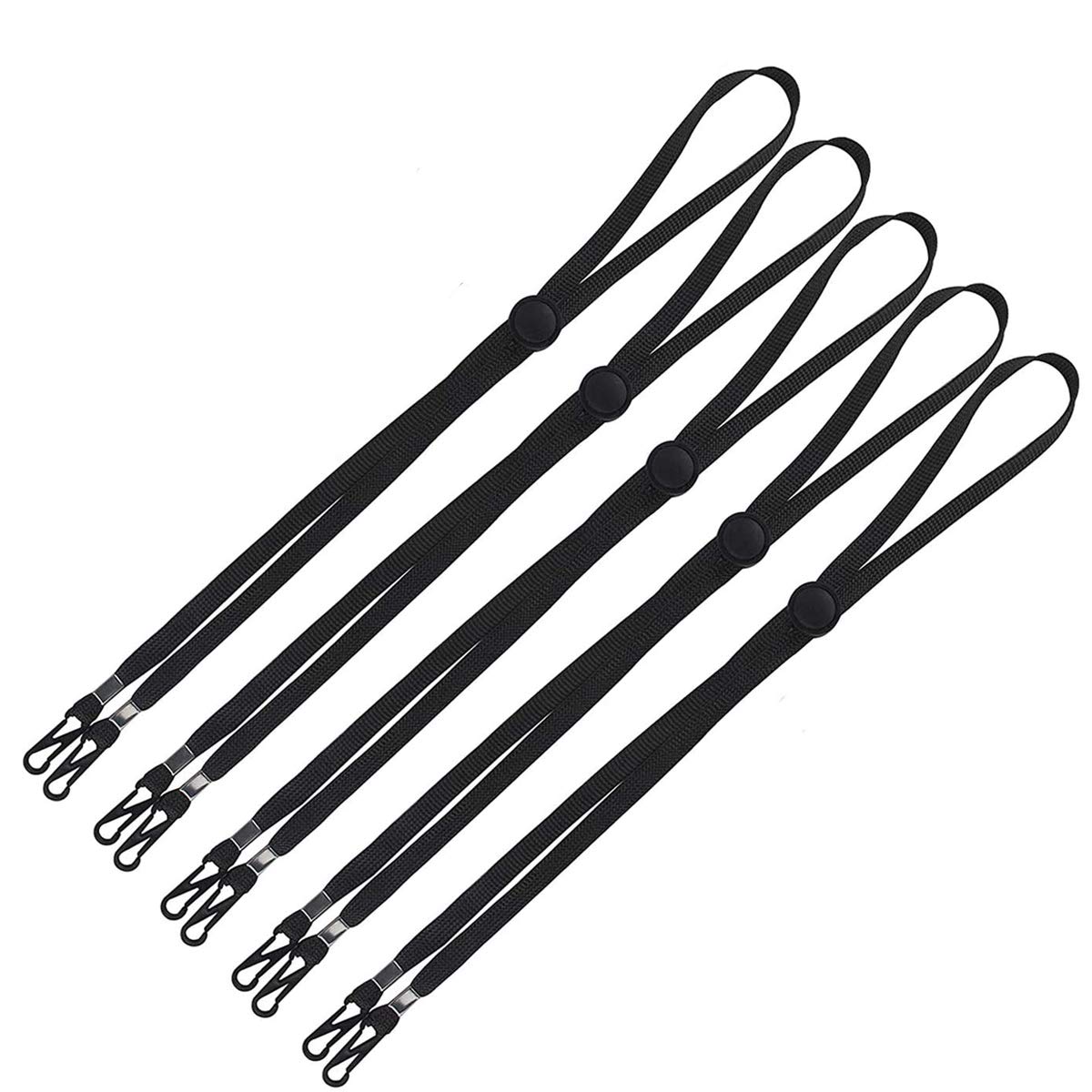 upconore 5 Pack Face Mask Lanyard Chain String Holder, Ear Strap Extender Necklace Adjustment Buckle Straps Ear Saver Relief Ear Pain (Black)