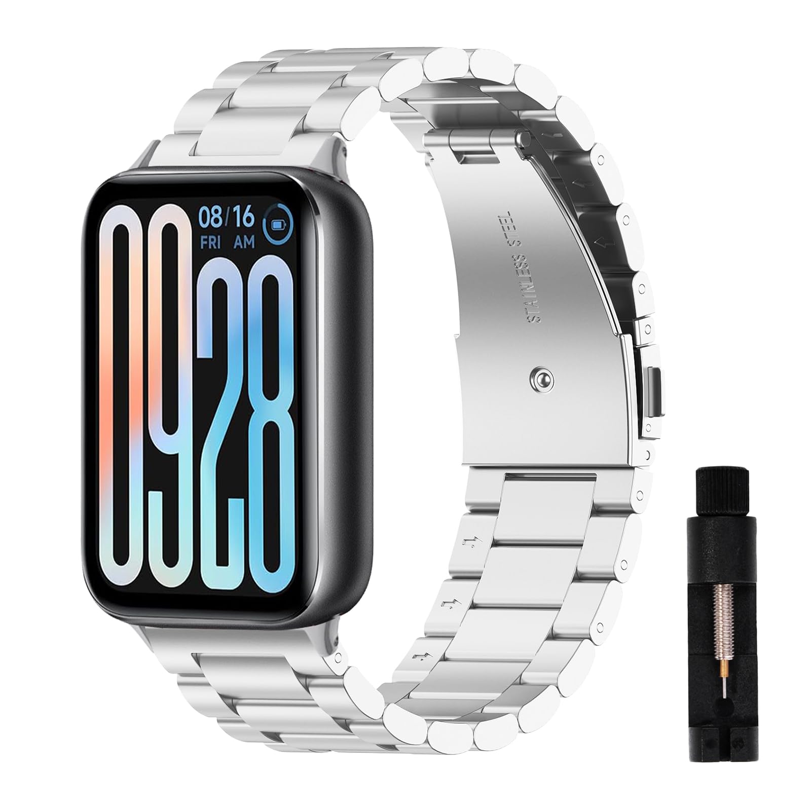SeNool Metal Straps for Xiaomi Smart Band 9 Pro/Smart Band 8 Pro, Men Women Stainless Adjustable Replacement Watch Bands for Xiaomi Redmi Watch 6 / Redmi Watch 5 / Redmi Watch4 - Silver
