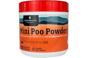 Cleanwaste Portable Mini Poo Powder Deodorizing Waste Treatment - 55 Scoops - Pee and Poop Gelling Powder for Camping, Travel, Emergencies