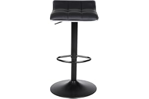 Moustache Bar Stools,Height Adjustable Modern Swivel PU Leather Counter Height Barstools Up to 330lbs-Black(1 Pack)