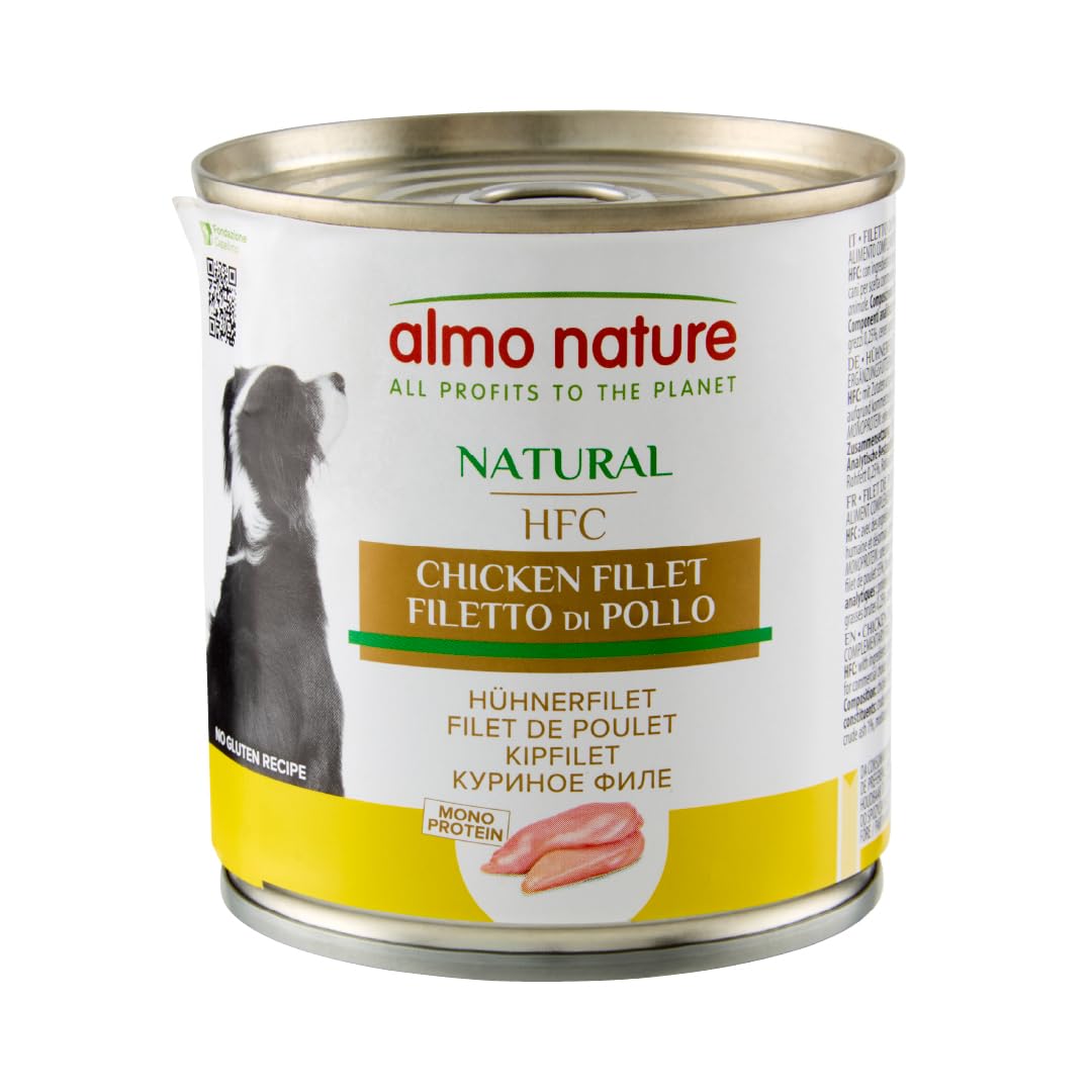 almo nature HFC Natural Chicken Fillet- Wet Dog Food (Pack of 12 x 280g tins), transparent