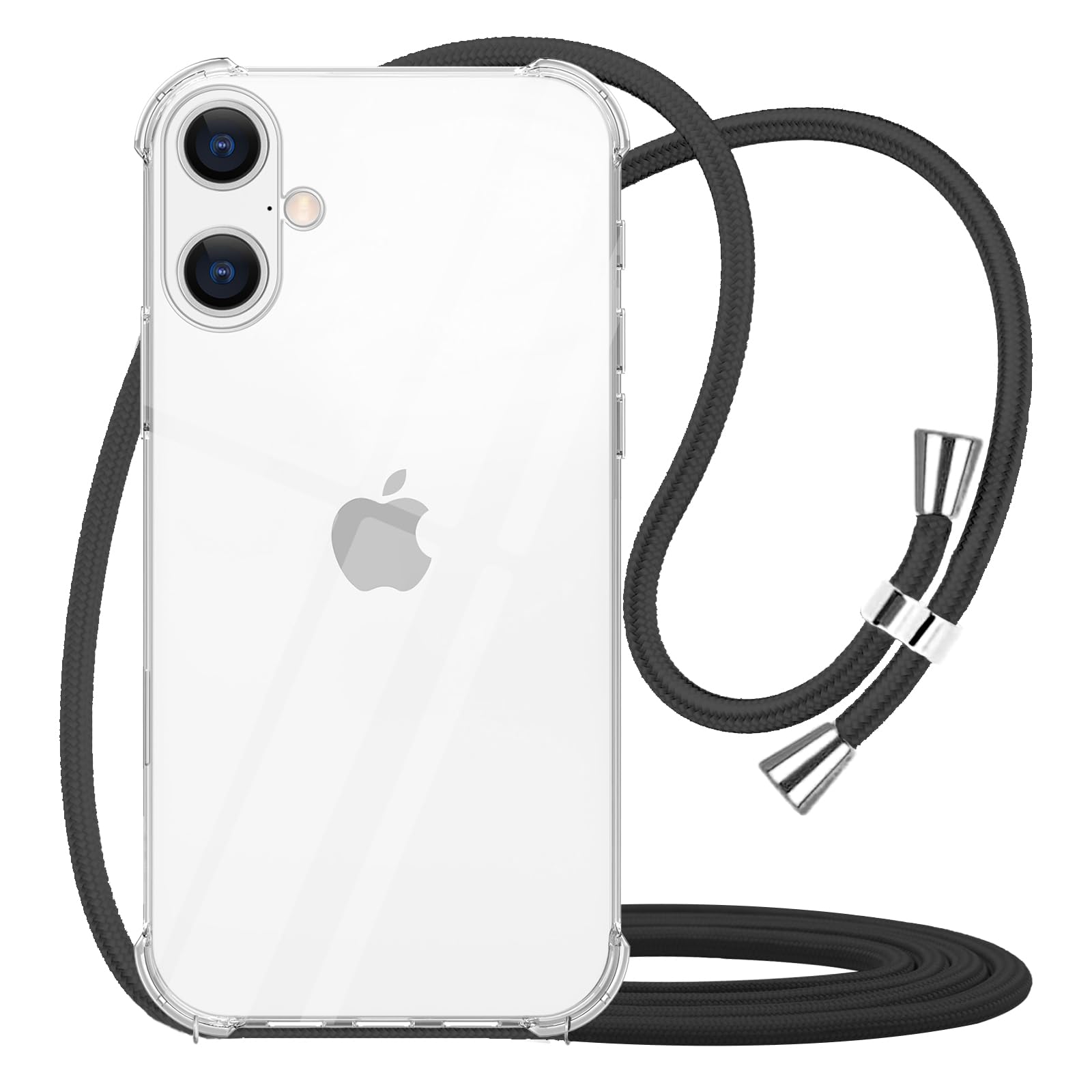 Photo 1 of **NO BOX**YESPURE for iPhone Plus Clear Case Adjustable Shoulder Neck Lanyard Crossbody Strap Phone Cover Women Girls Soft Slim Bumper Shockproof Protective Mobile Case for iPhone 16 Plus - Black