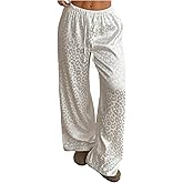 SHENHE Women's Leopard Print Wide Leg Pants Elastic High Waist Y2k Cheetah Pants Loose Trousers