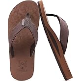KuaiLu Men's Yoga Mat Leather Flip Flops with Arch Support Comfortable Cushion Walking Thong Sandals Slip On Indoor Outdoor
