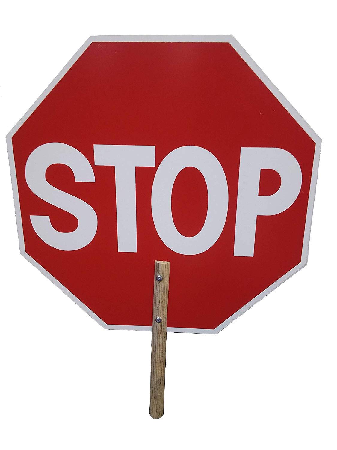 18 inch Hand Held Stop/Stop Sign. Double Sided Non