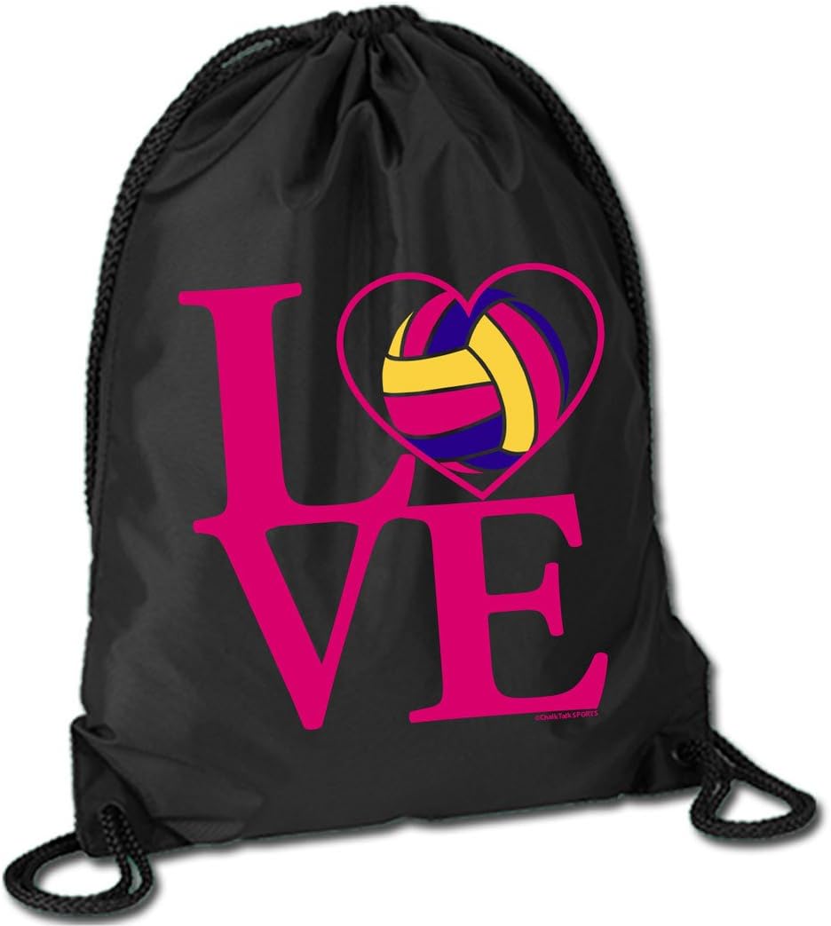 ChalkTalkSPORTS Volleyball Sport Pack Cinch Sack Love Volleyball, Gym
