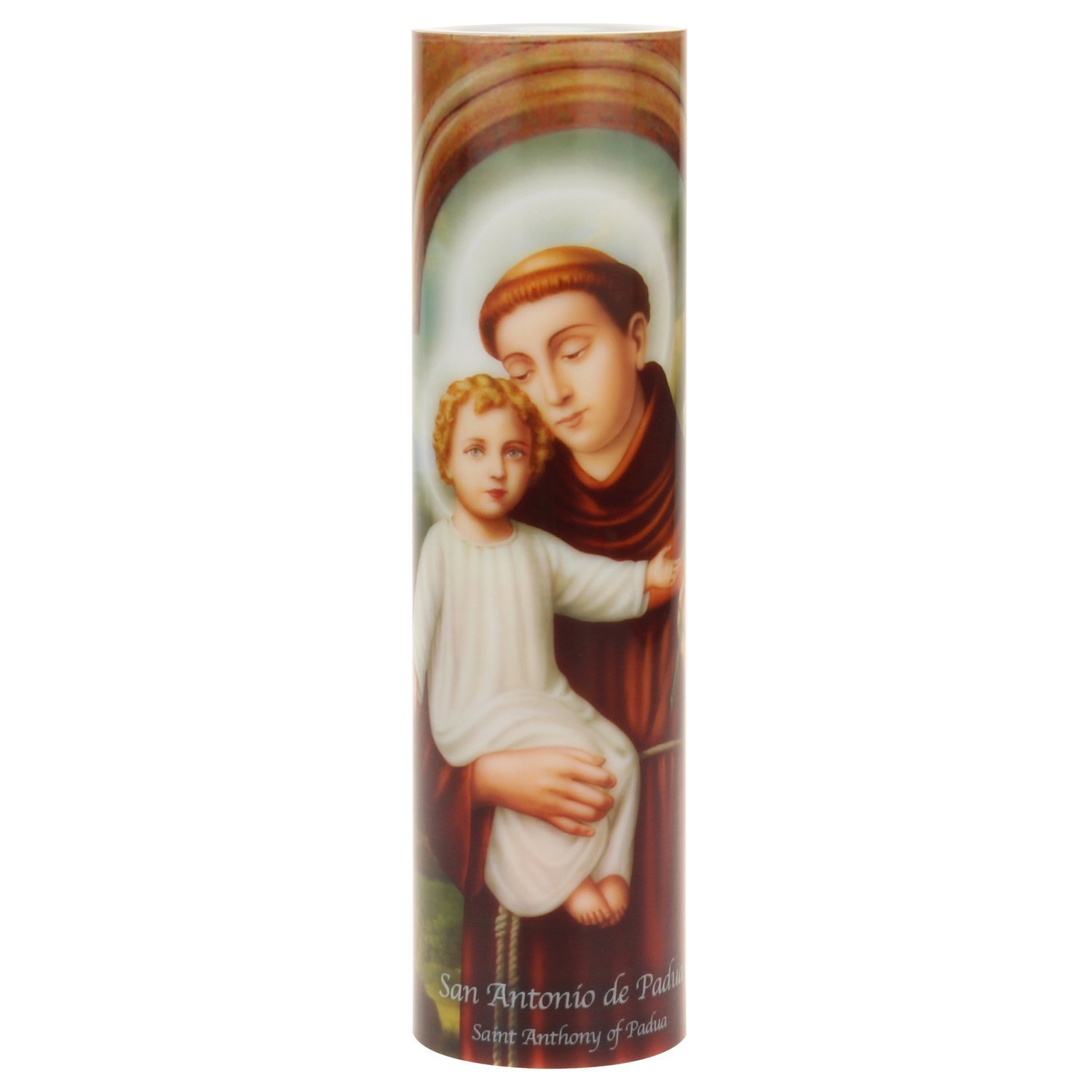 The Saints Collection St. Anthony Flickering LED Prayer Candle, Prayer in English and Spanish, Unique Religious Decoration for Prayer Alter, Mantle, or Any Room in The Home