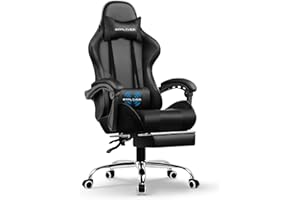 GTRACING Gaming Chair, Computer Chair with Footrest and Lumbar Support, Height Adjustable Gaming Chair with 360°-Swivel Seat 