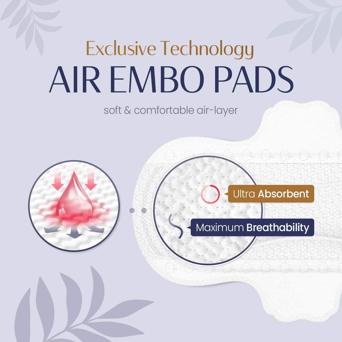 DEAR SKIN Air Embo Derma Sanitary Pads - [Overnight / 12 Count], Heavy Absorbency, Super Long, Sanitary Napkins with Wings, Leak-Free Guard, Breathable Layers: Health & Personal Care