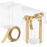 Rocutus Clear Candy Gift Box,15 Pack Empty Clear PVC Plastic Boxes Gift Boxes for Party Favors, Wedding, Birthday Presents, Candy, Cupcakes, Jewelry,Christmas Gift Packing(4.7 x 4.7 x 7.8 Inch)