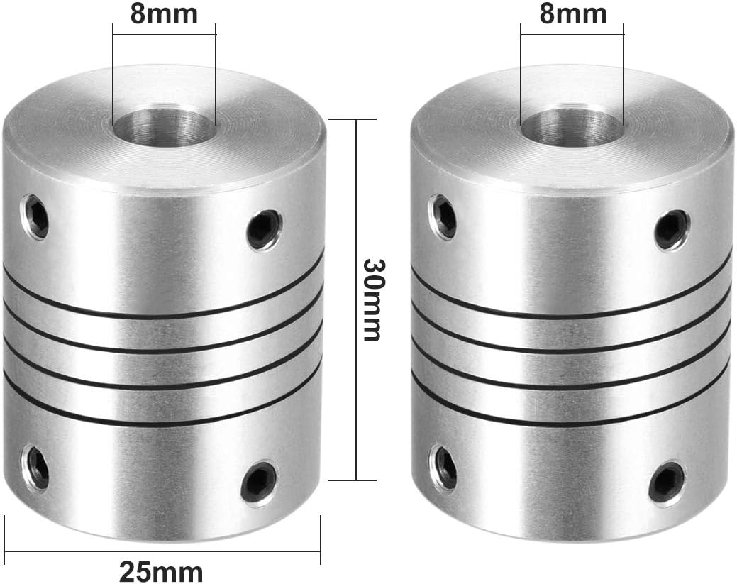 sourcing map 8mm to 8mm Aluminum Alloy Shaft Coupling Flexible Coupler Motor Connector Joint L30xD25 Silver - Image 3